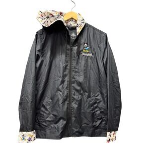 Disney Parks Windbreaker Womens M Disneyland Mickey Mouse Black Jacket Hooded
